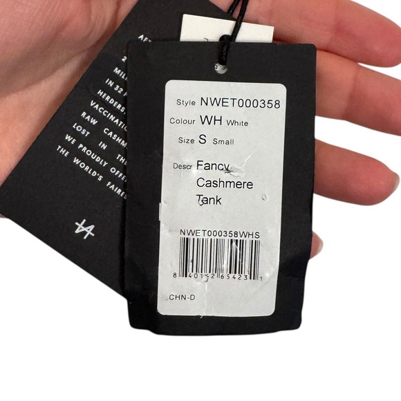 Naadam Fancy Cashmere Knit Tank White V-Neck Sleeveless Top Size Small - Picture 3 of 8